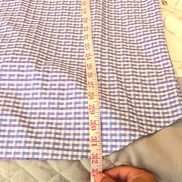 Bugatchi Shaped Fit Purple Blue Plaid Men's Button Up Dress Shirt Sz XL - Picture 7 of 9